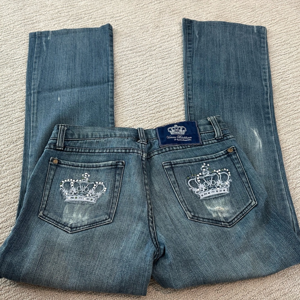 Victoria Beckham for Rock & Republic Jeans with Swarovski Crystal Crown-size 27